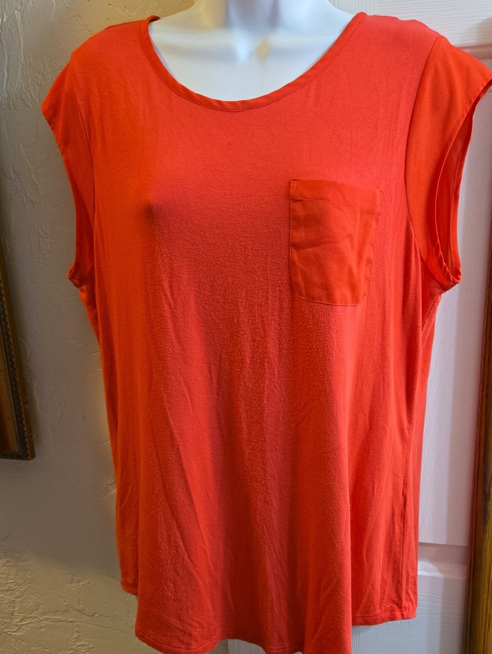 Calvin Klein Modern Essentials Coral Pocket Cap Sleeve Top